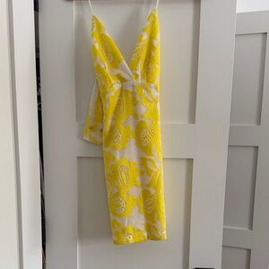 Anthropologie Sunlit Yellow and Cream Midi Dress